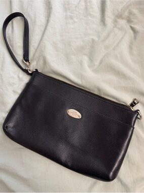 Coach Black Leather Wristlet Clutch